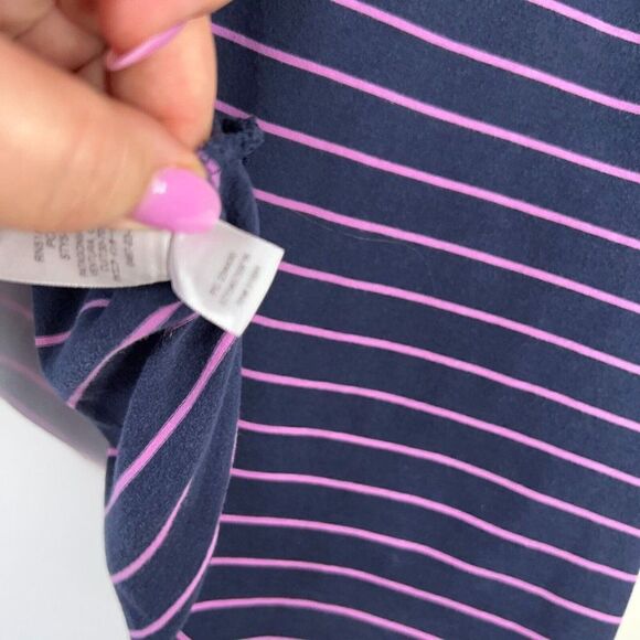 Patagonia Top Shallow Seas Size Medium Navy Blue Purple Striped Long Sleeve - Picture 8 of 10